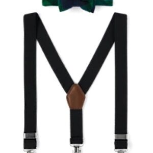 Gymboree Black Suspenders with Green and Blue Bow Tie